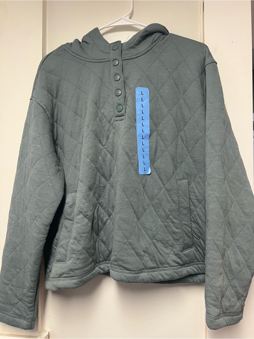Lands' End Quilted Hooded Pullover Jacket - Slate Green